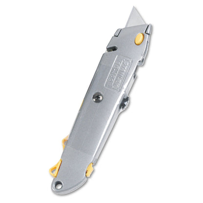 Stanley Quick-Change Utility Knife with Retractable Blade and Twine Cutter, 6" Metal Handle, Gray