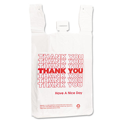 Barnes Paper Company Plastic Thank-You T-Sack, 2 mil, 4" x 15", White, 2,000/Carton