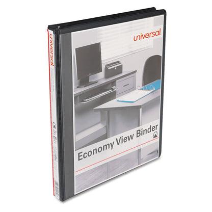 Universal Economy Round Ring View Binder, 3 Rings, 0.5" Capacity, 11 x 8.5, Black