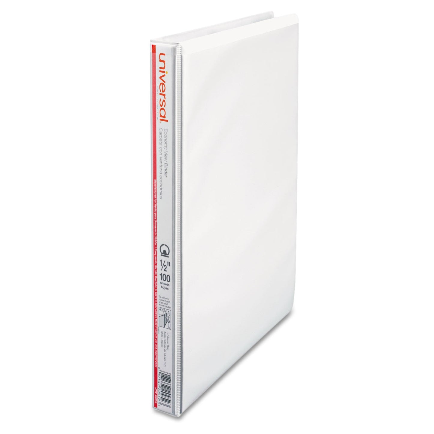 Universal Economy Round Ring View Binder, 3 Rings, 0.5" Capacity, 11 x 8.5, White