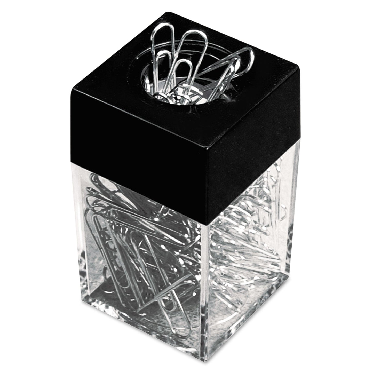 Universal Paper Clips with (1) Magnetic-Top Desktop Dispenser, #2, Smooth, Silver, 100 Clips/Pack, 12 Packs/Box