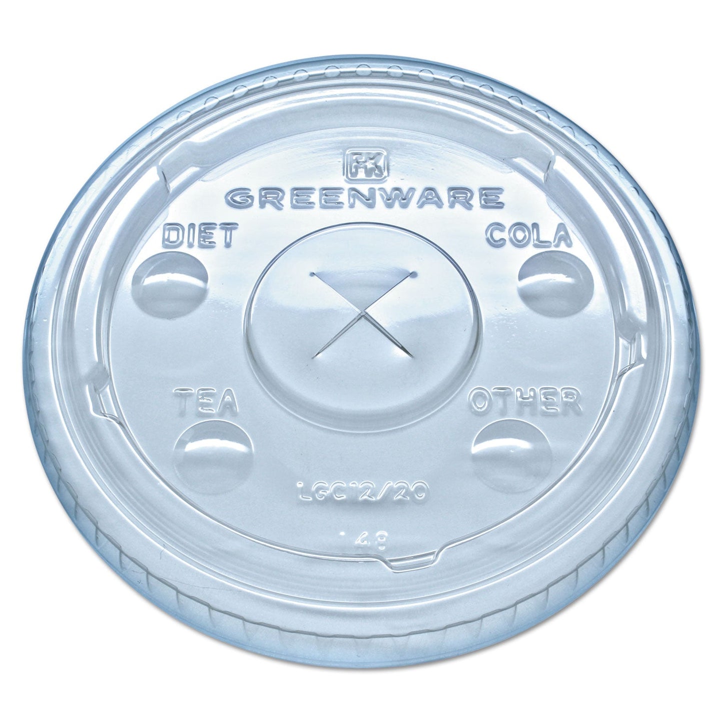Fabri-Kal Greenware Cold Drink Lids, Fits 9 oz Old Fashioned Cups, 12 oz Squat Cups, 20 oz Cups Clear, 1,000/Carton