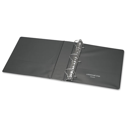 Universal Deluxe Non-View D-Ring Binder with Label Holder, 3 Rings, 2" Capacity, 11 x 8.5, Black