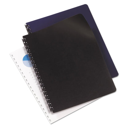 GBC Leather-Look Presentation Covers for Binding Systems, Black, 11.25 x 8.75, Unpunched, 50 Sets/Pack