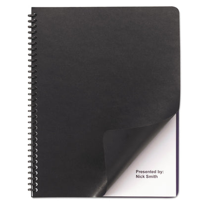 GBC Leather-Look Presentation Covers for Binding Systems, Black, 11.25 x 8.75, Unpunched, 50 Sets/Pack