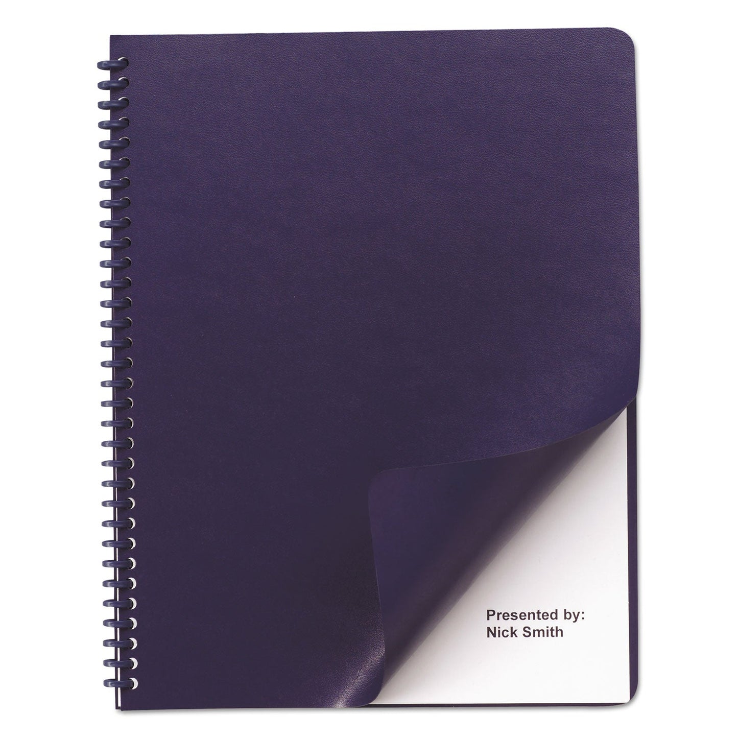 GBC Leather-Look Presentation Covers for Binding Systems, Navy, 11.25 x 8.75, Unpunched, 100 Sets/Box