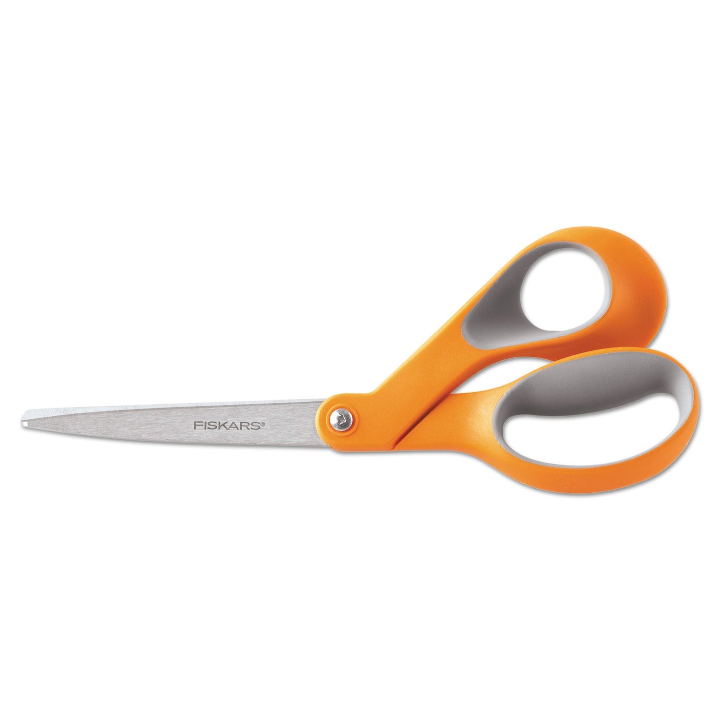 Fiskars Home and Office Scissors, 8" Long, 3.5" Cut Length, Orange/Gray Offset Handle