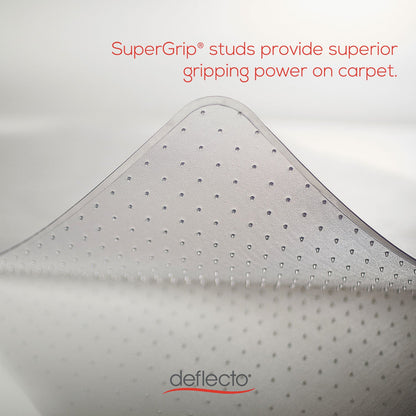 deflecto SuperMat Frequent Use Chair Mat for Medium Pile Carpet, 45 x 53, Wide Lipped, Clear