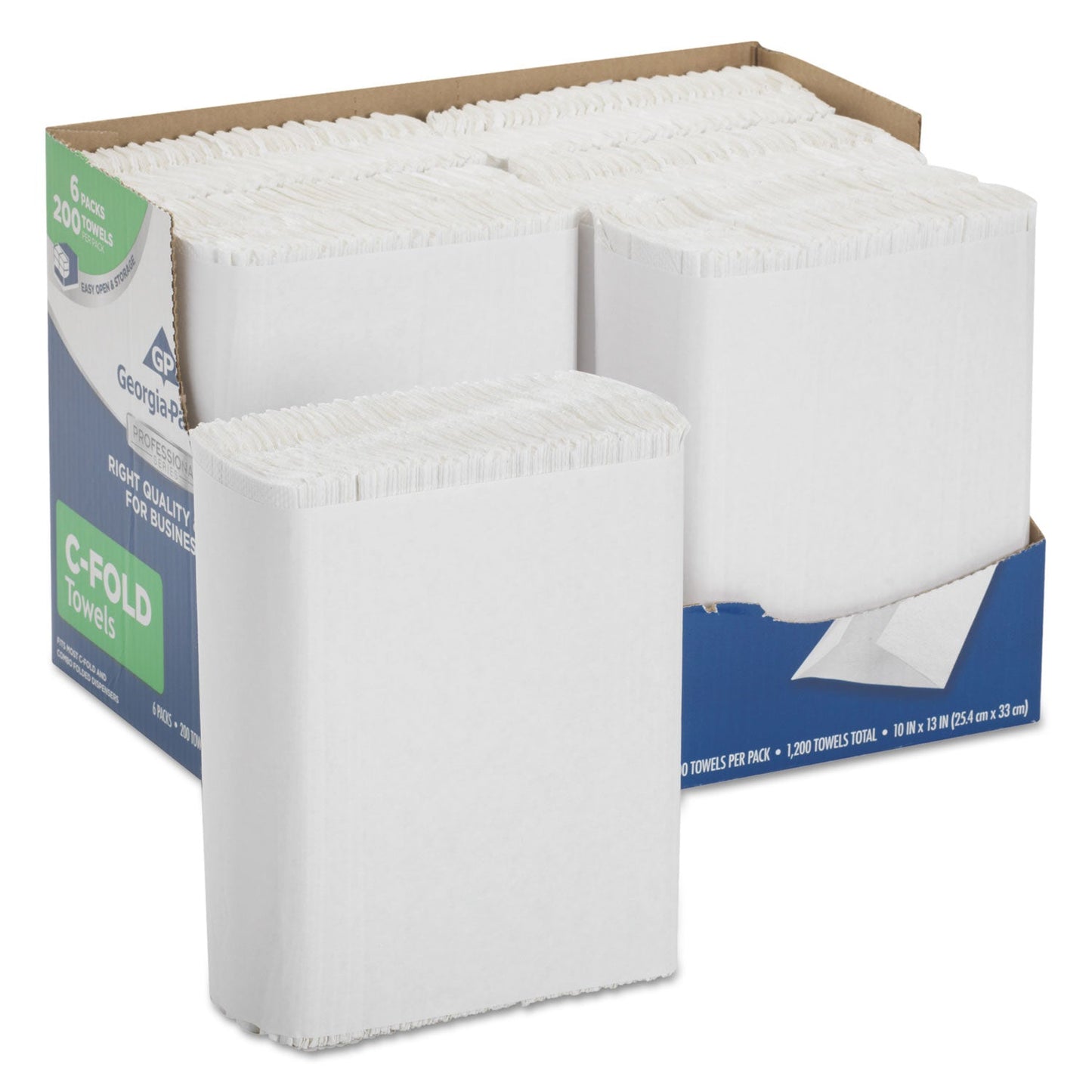 Georgia Pacific Professional Series Premium Folded Paper Towels in Convenient EZ Access Carton, C-Fold, 10 x 13, 200/Pack, 6 Packs/Carton