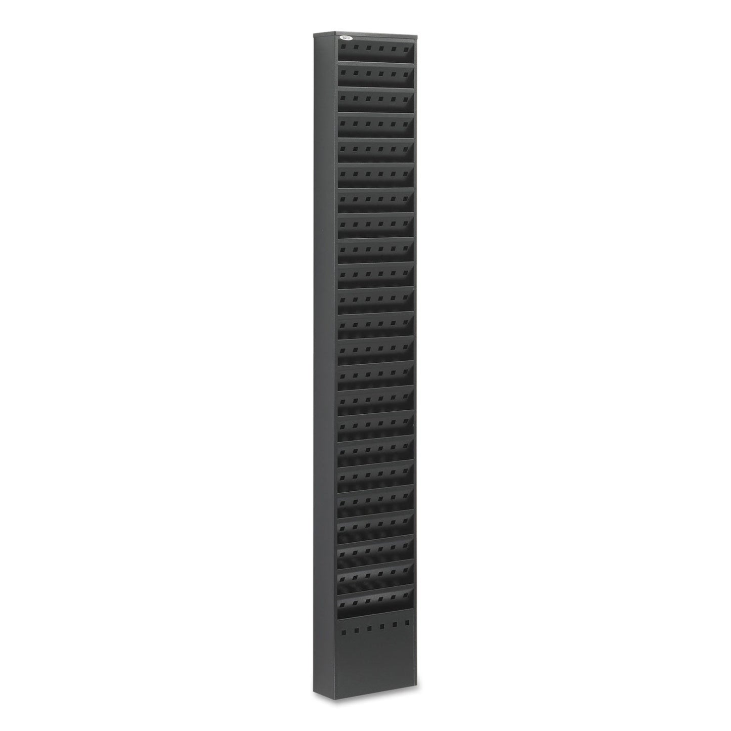 Safco Steel Magazine Rack, 23 Compartments, 10w x 4d x 65.5h, Black