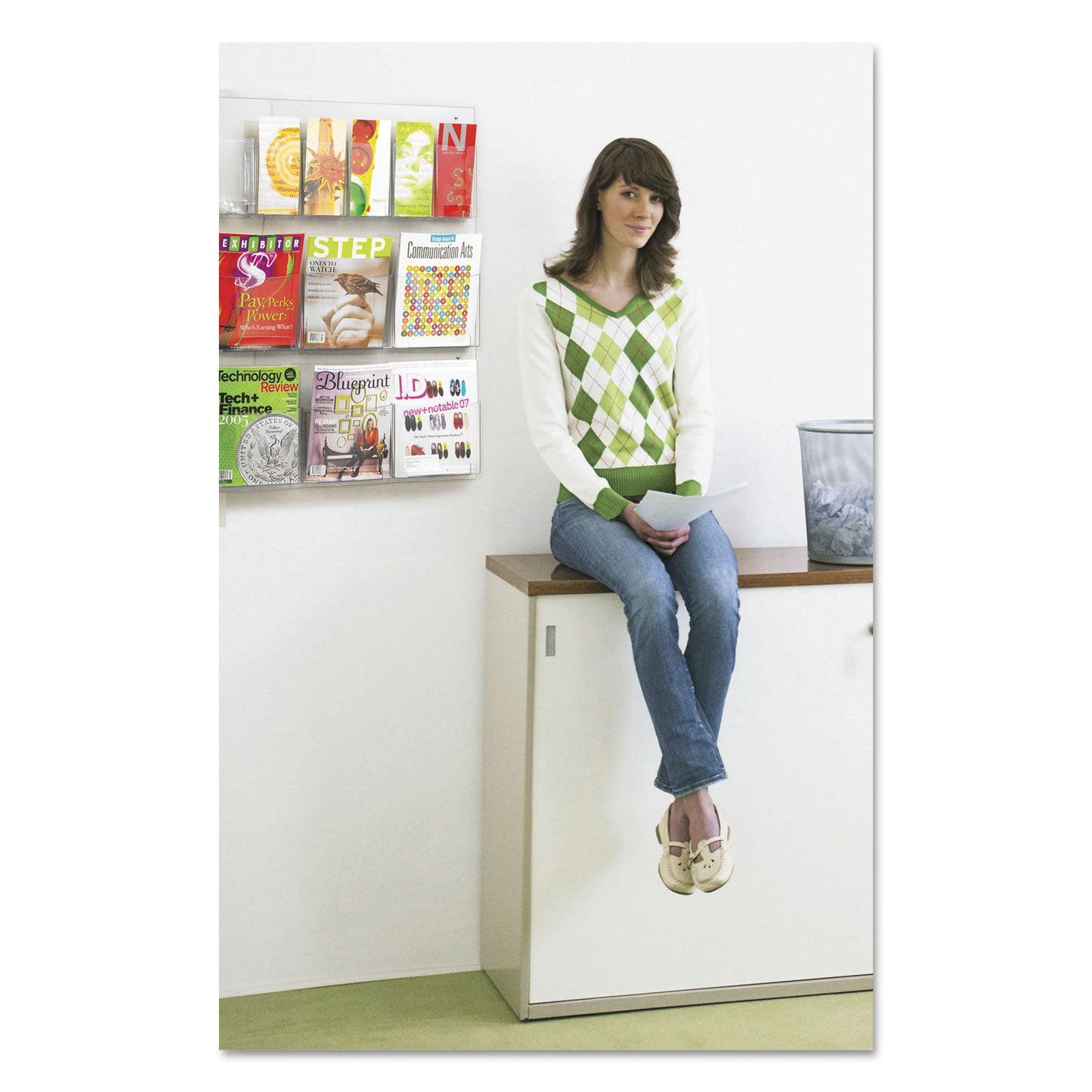 Safco Reveal Clear Literature Displays, 12 Compartments, 30w x 2d x 34.75h, Clear