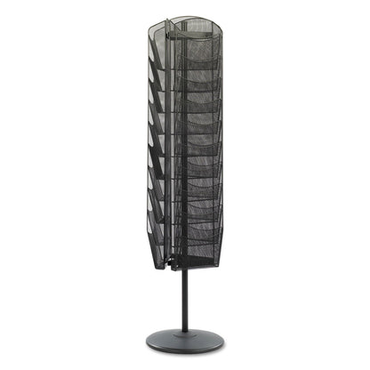 Safco Onyx Mesh Rotating Magazine Display, 30 Compartments, 16.5w x 16.5d x 66h, Black