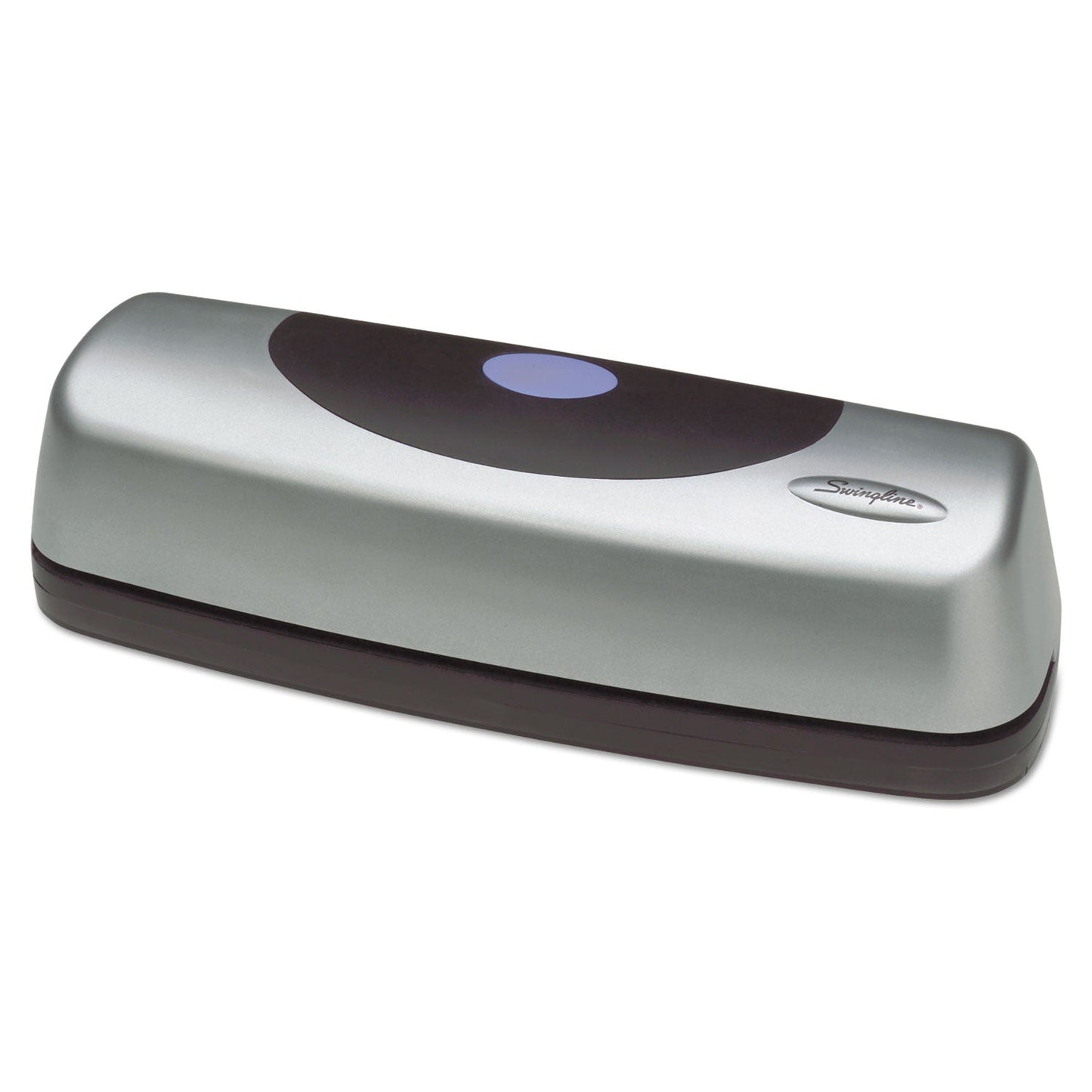 Swingline 15-Sheet Electric/Battery Portable Desktop Punch, Three-Holes, 9/32" Holes, Silver/Black