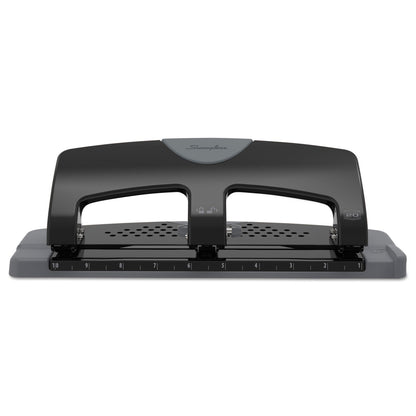 Swingline 20-Sheet SmartTouch Three-Hole Punch, 9/32" Holes, Black/Gray