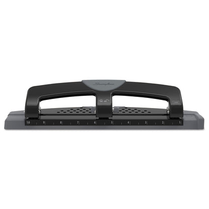 Swingline 12-Sheet SmartTouch Three-Hole Punch, 9/32" Holes, Black/Gray