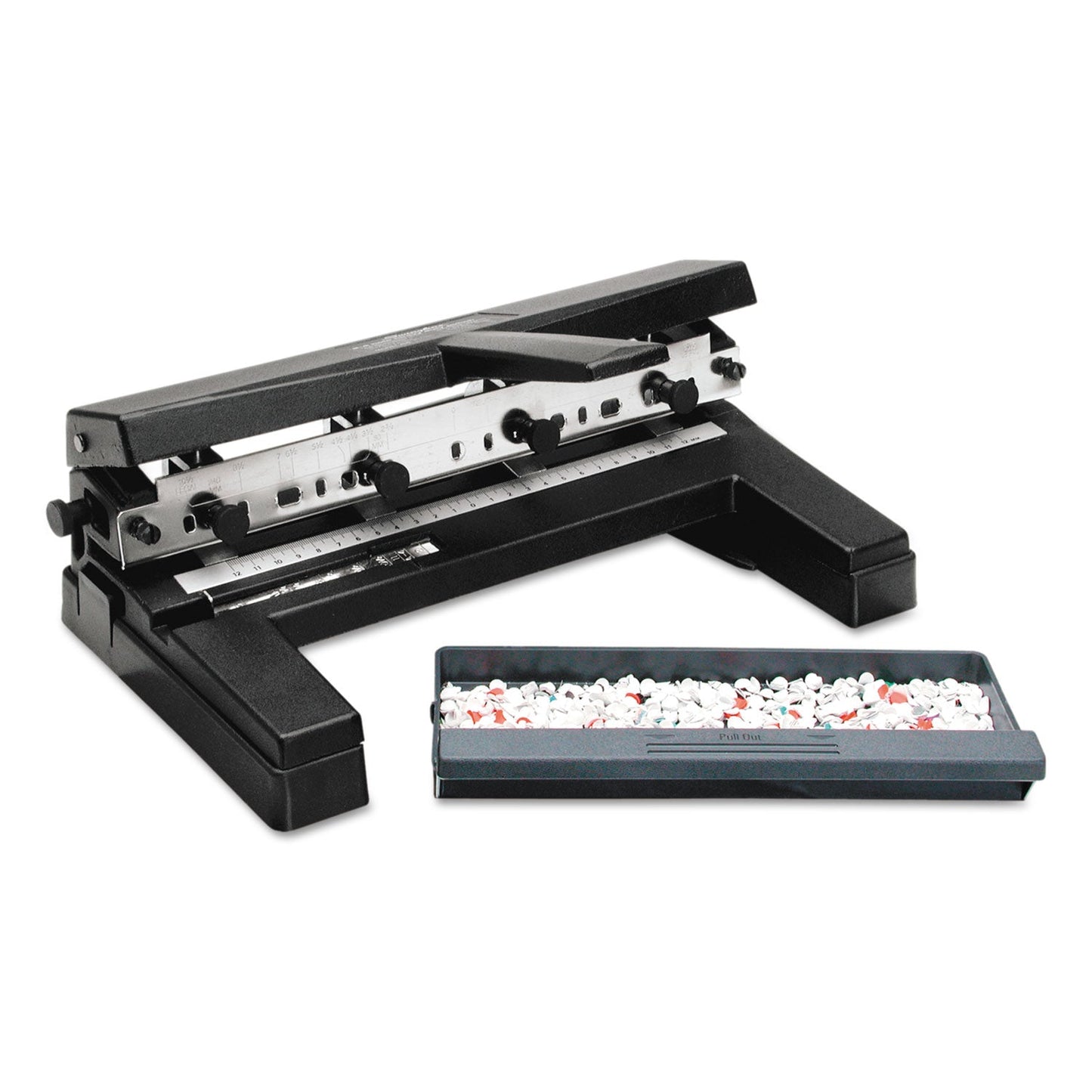 Swingline 40-Sheet Heavy-Duty Two- to Four-Hole Adjustable Heavy-Duty Paper Punch, 9/32" Holes, Black