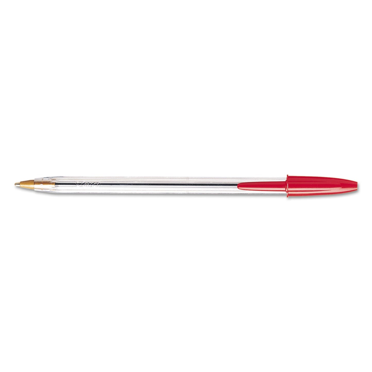 BIC Cristal Xtra Smooth Ballpoint Pen, Stick, Medium 1 mm, Red Ink, Clear Barrel, Dozen