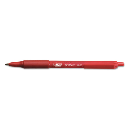 BIC Soft Feel Ballpoint Pen, Retractable, Medium 1 mm, Red Ink, Red Barrel, Dozen