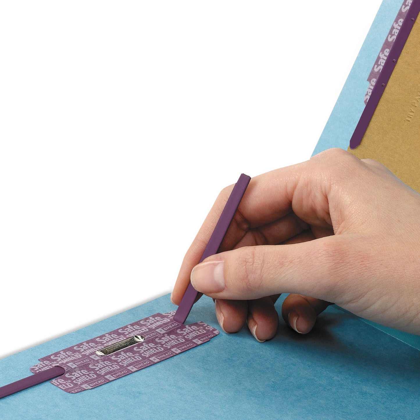 Smead Eight-Section Pressboard Top Tab Classification Folders with SafeSHIELD Fasteners, 3 Dividers, Legal Size, Blue, 10/Box