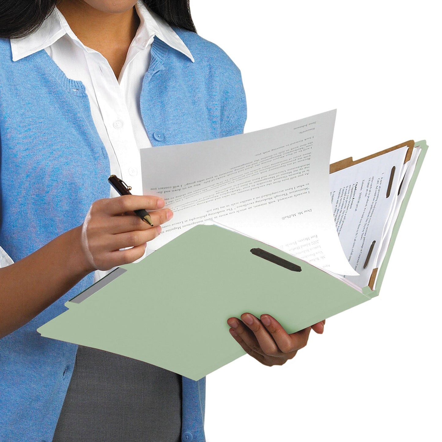 Smead 100% Recycled Pressboard Classification Folders, 3 Dividers, Legal Size, Gray-Green, 10/Box