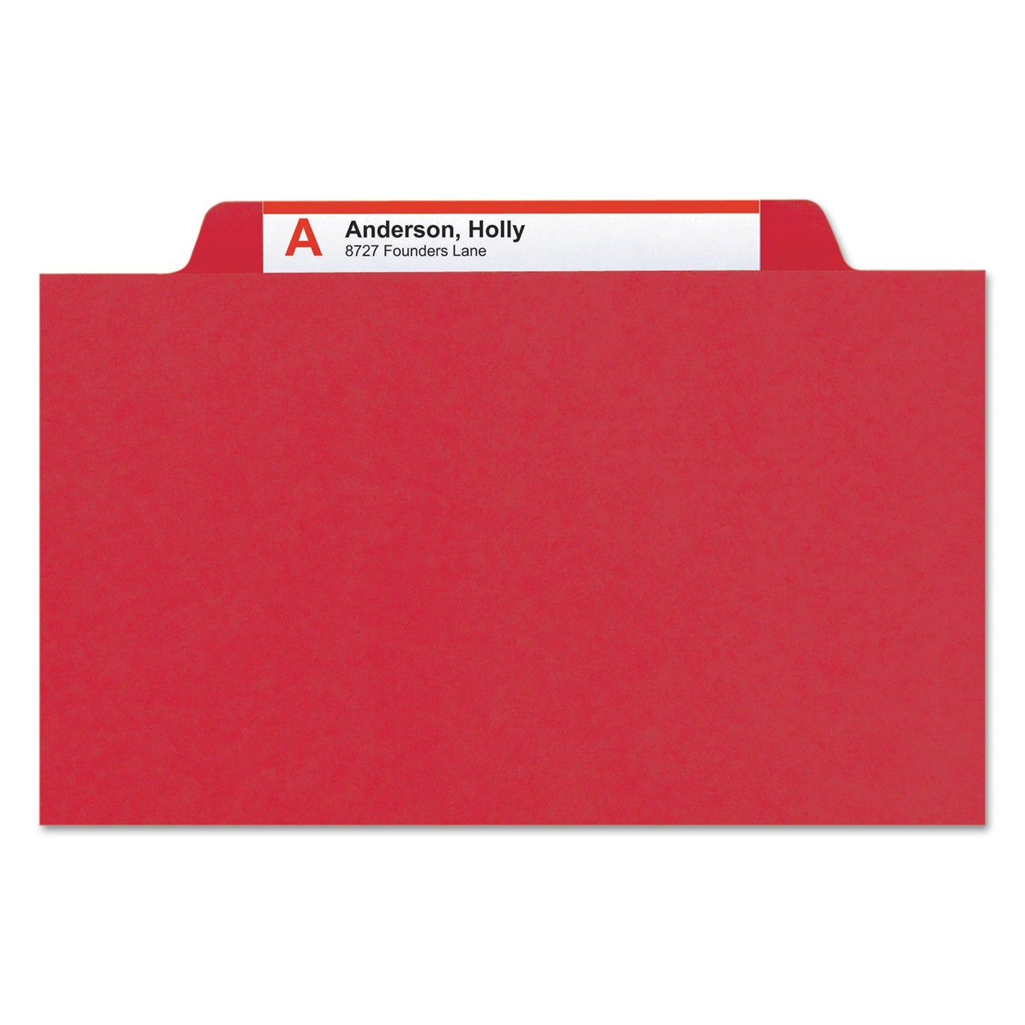 Smead Eight-Section Pressboard Top Tab Classification Folders with SafeSHIELD Fasteners, 3 Dividers, Legal Size, Bright Red, 10/Box