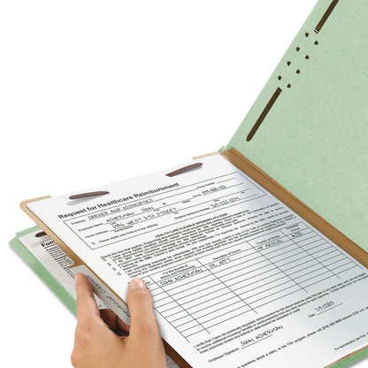 Smead 100% Recycled Pressboard Classification Folders, 1 Divider, Letter Size, Gray-Green, 10/Box