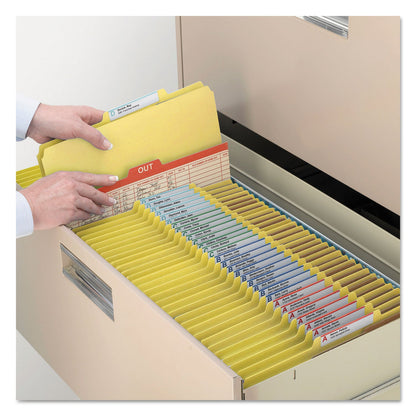 Smead Eight-Section Pressboard Top Tab Classification Folders with SafeSHIELD Fasteners, 3 Dividers, Legal Size, Yellow, 10/Box