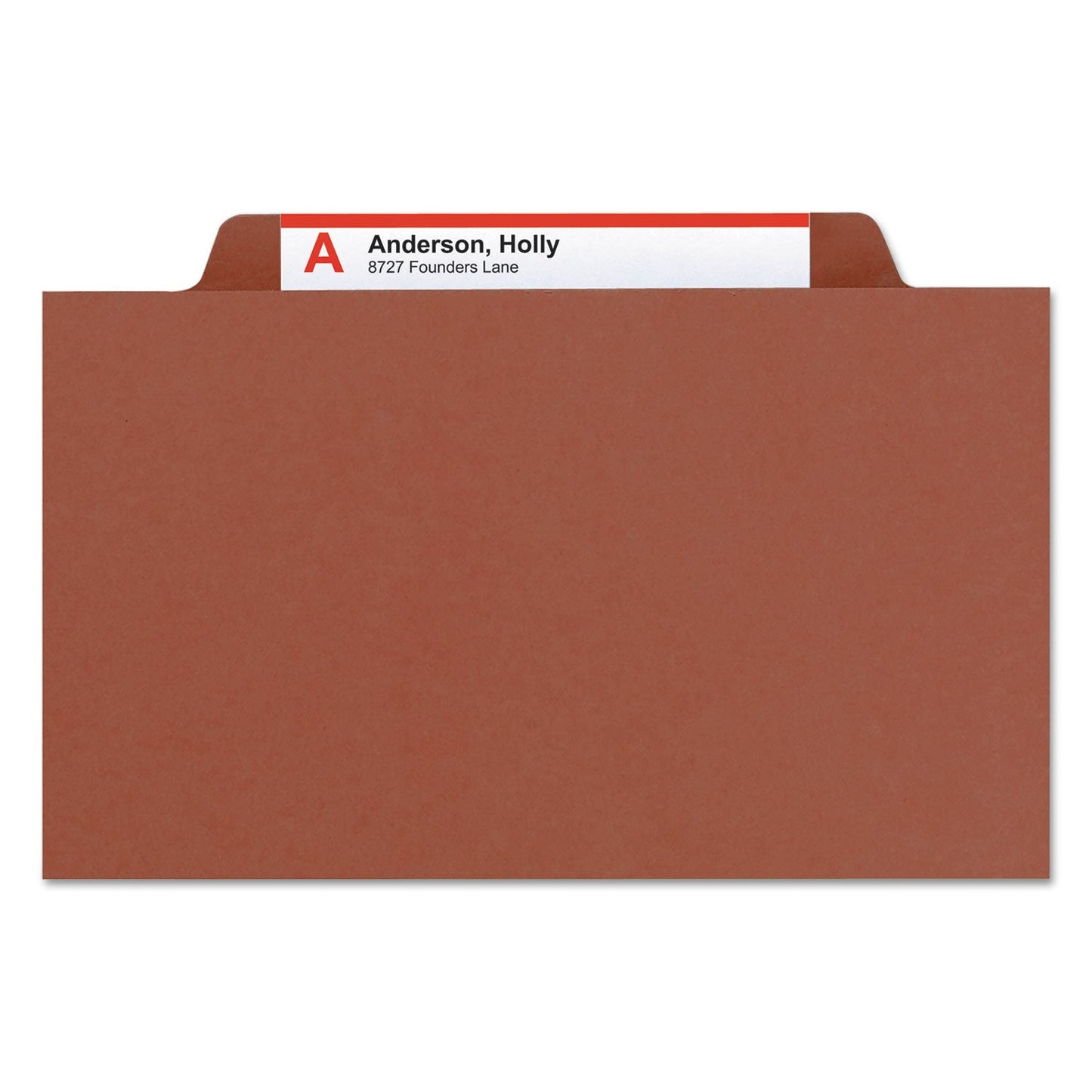 Smead 100% Recycled Pressboard Classification Folders, 1 Divider, Letter Size, Red, 10/Box