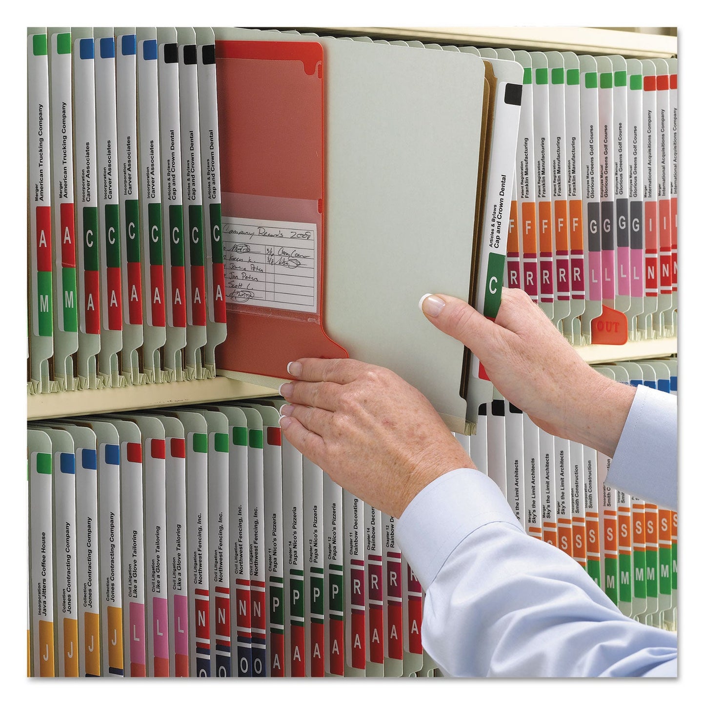 Smead End Tab Pressboard Classification Folders with SafeSHIELD Coated Fasteners, 3 Dividers, Letter Size, Gray-Green, 10/Box