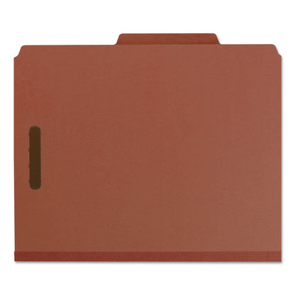 Smead 100% Recycled Pressboard Classification Folders, 3 Dividers, Letter Size, Red, 10/Box