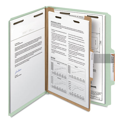 Smead 100% Recycled Pressboard Classification Folders, 1 Divider, Letter Size, Gray-Green, 10/Box