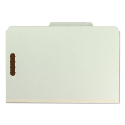 Smead 100% Recycled Pressboard Classification Folders, 3 Dividers, Legal Size, Gray-Green, 10/Box