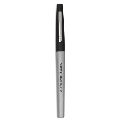 Paper Mate Flair Felt Tip Porous Point Pen, Stick, Extra-Fine 0.4 mm, Black Ink, Black Barrel, Dozen