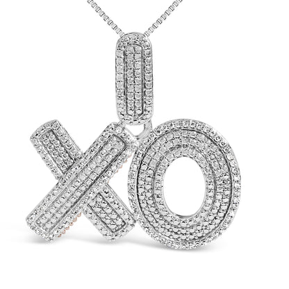 Sterling Silver 1/4 Cttw Diamond PavÃ© XO Pendant Necklace