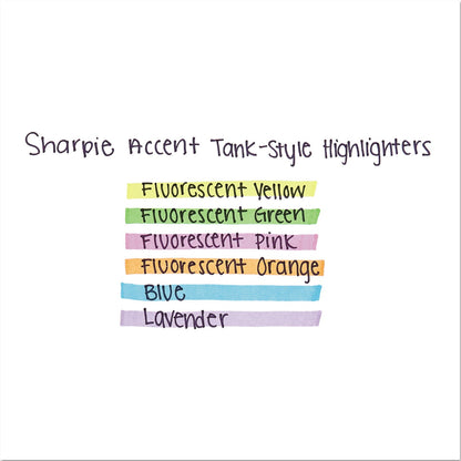 Sharpie Tank Style Highlighters, Fluorescent Yellow Ink, Chisel Tip, Yellow Barrel, 4/Set