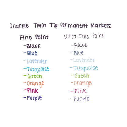 Sharpie Twin-Tip Permanent Marker, Extra-Fine/Fine Bullet Tips, Black, Dozen
