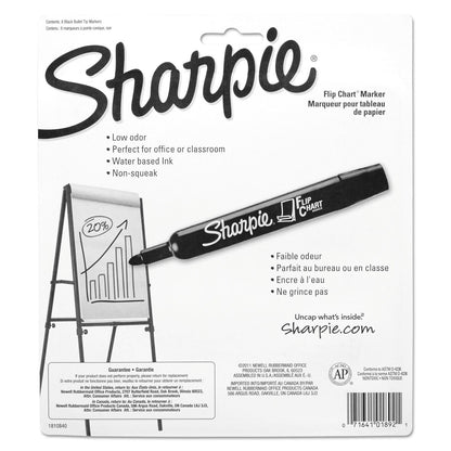 Sharpie Flip Chart Marker, Broad Bullet Tip, Black, 8/Pack