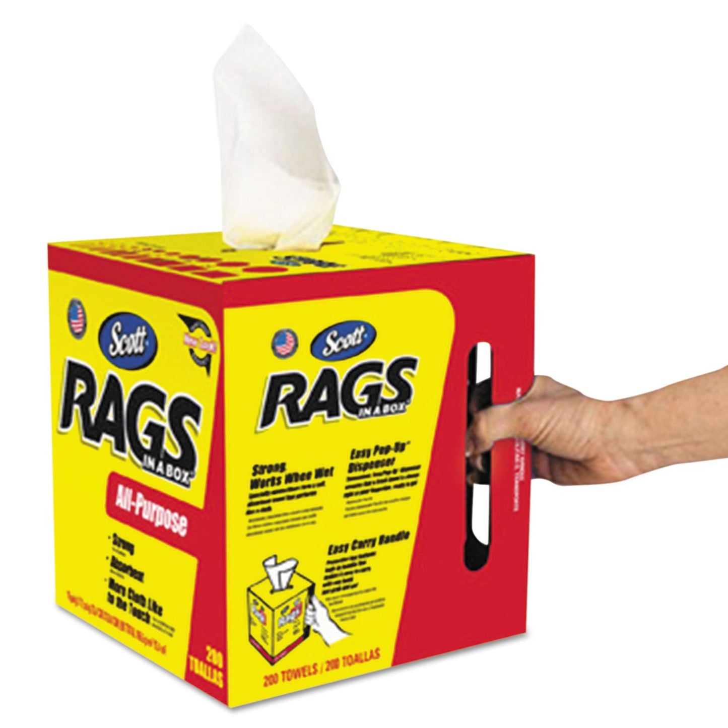 Scott Rags in a Box, POP-UP Box, 10 x 12, White, 200/Box