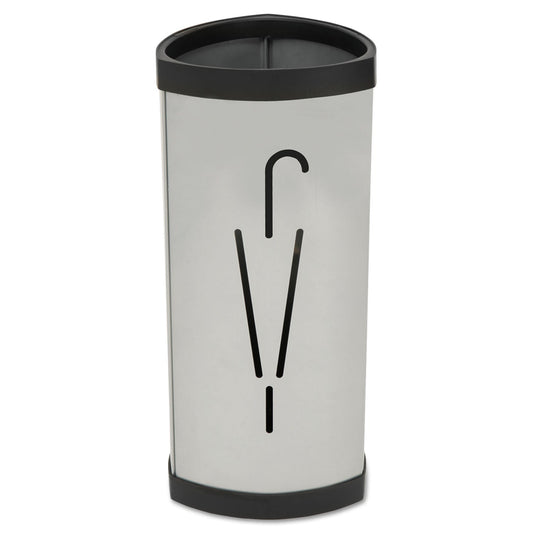 Alba Triangular Umbrella Stand, Steel, 10.25w x 10.25d x 23.67h, Silver/Black