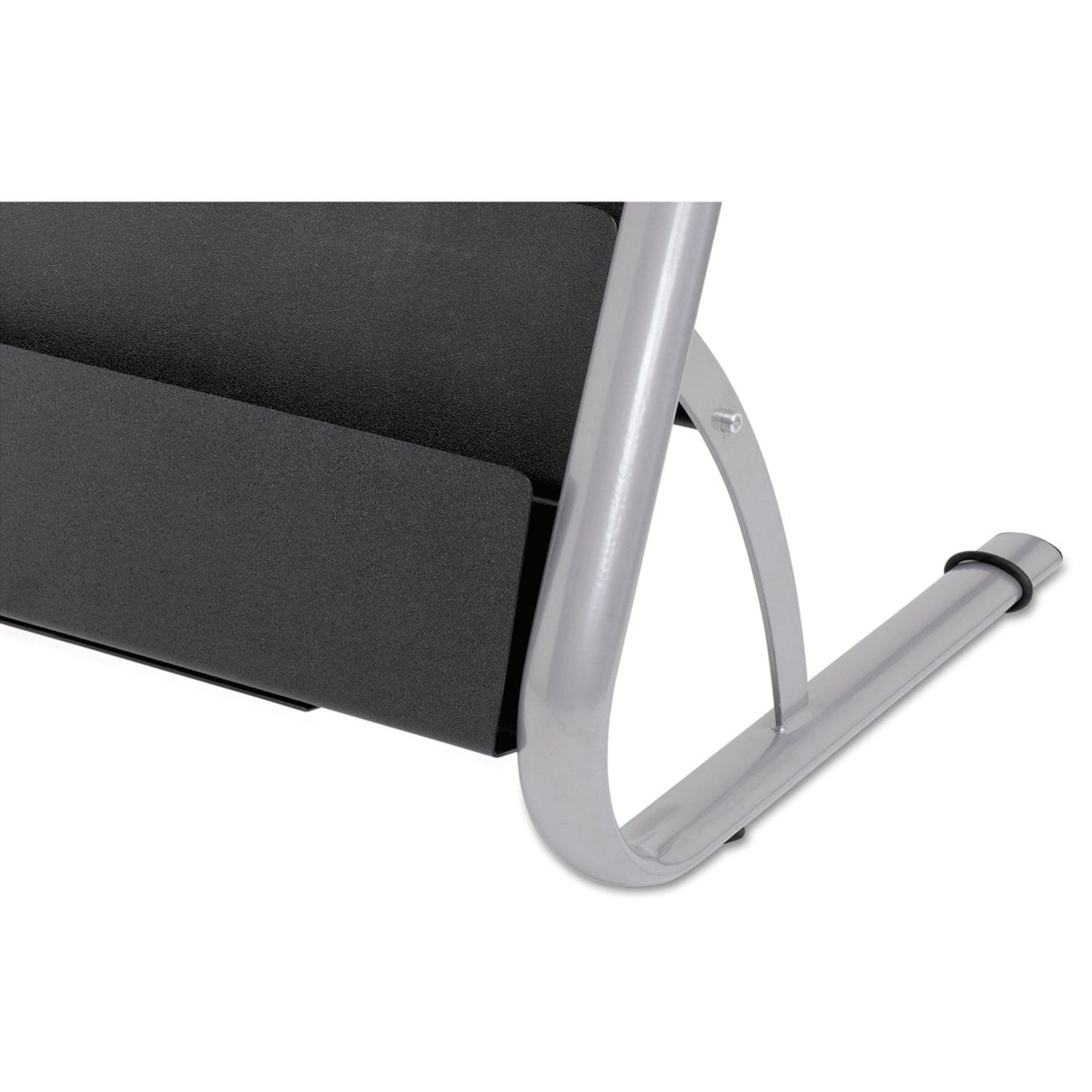 Alba Literature Floor Rack, 6 Pocket, 13.33w x 19.67d x 36.67h, Silver Gray/Black