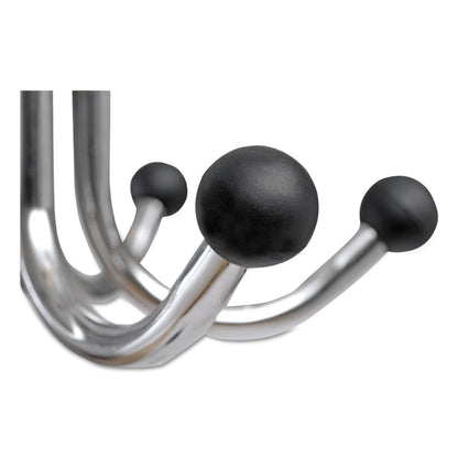 Alba Chromy Coat Stand, 12 Knobs, 16w x 16d x 70.5h, Chrome/Black
