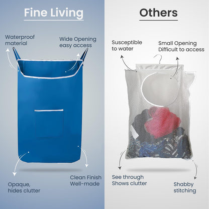 X Large Blue Hanging Laundry Hamper with Over Door Hooks 20x 3.75x 31 inch Adhesive Durable Space Saving Laundry Bag with Zipper and Wide Open Top Hanging Dorm Laundry Hamper Blue XL