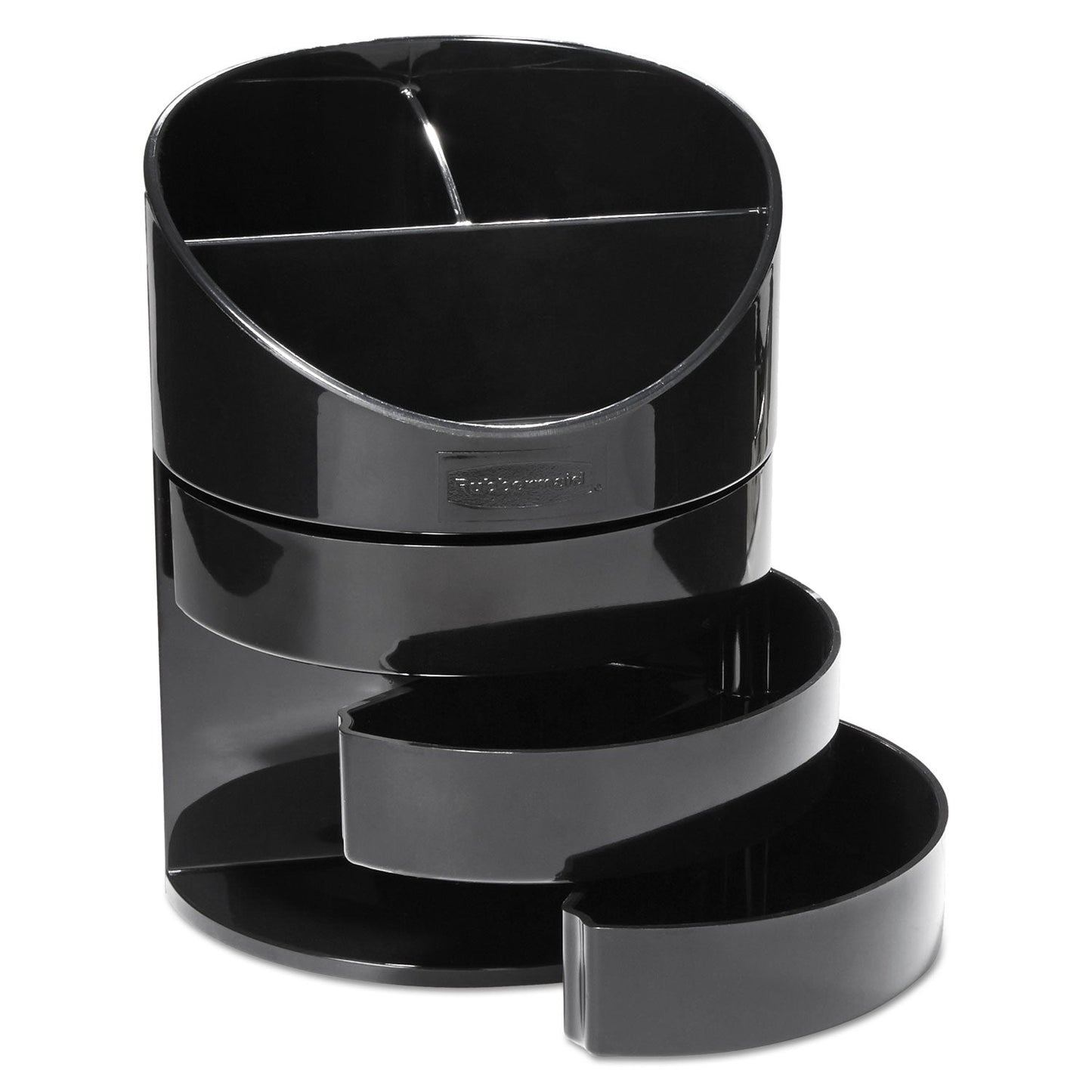 Rubbermaid Small Storage Divided Pencil Cup, Plastic, 4.5" Diameter x 5.69"h, Black