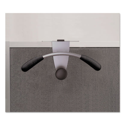 Alba Hanger Shaped Partition Coat Hook, Silver/Black, 15 x 4 1/2 x 7 7/8