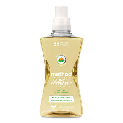 Method 4X Concentrated Laundry Detergent, Free and Clear, 53.5 oz Bottle, 4/Carton