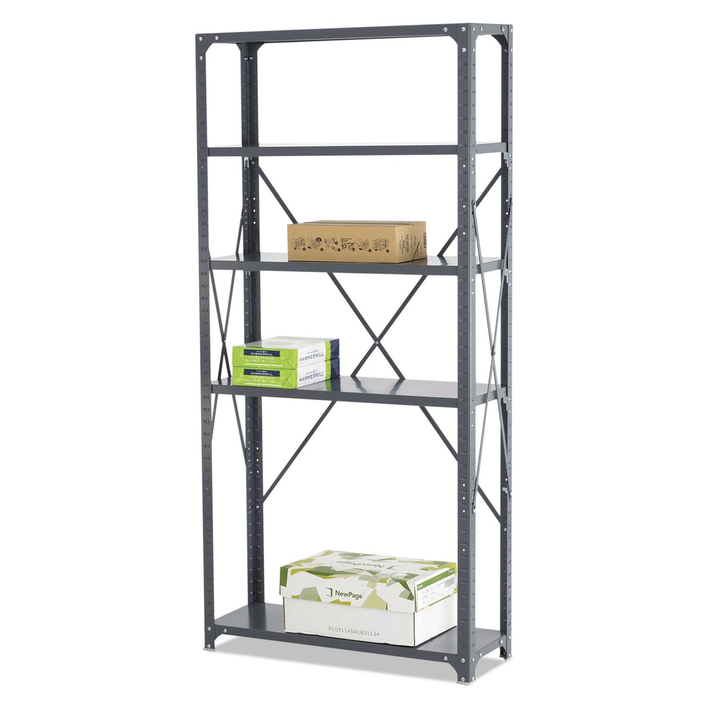 Safco Commercial Steel Shelving Unit, Five-Shelf, 36w x 12d x 75h, Dark Gray