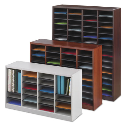 Safco Wood/Fiberboard E-Z Stor Sorter, 60 Compartments, 40 x 11.75 x 52.25, Mahogany, 2 Boxes