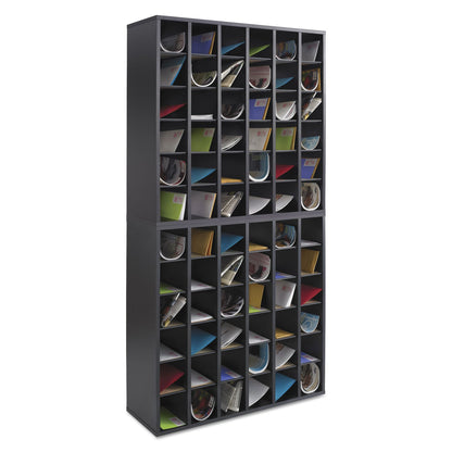 Safco Wood Mail Sorter with Adjustable Dividers, Stackable, 36 Compartments, 33.75 x 12 x 32.75, Black
