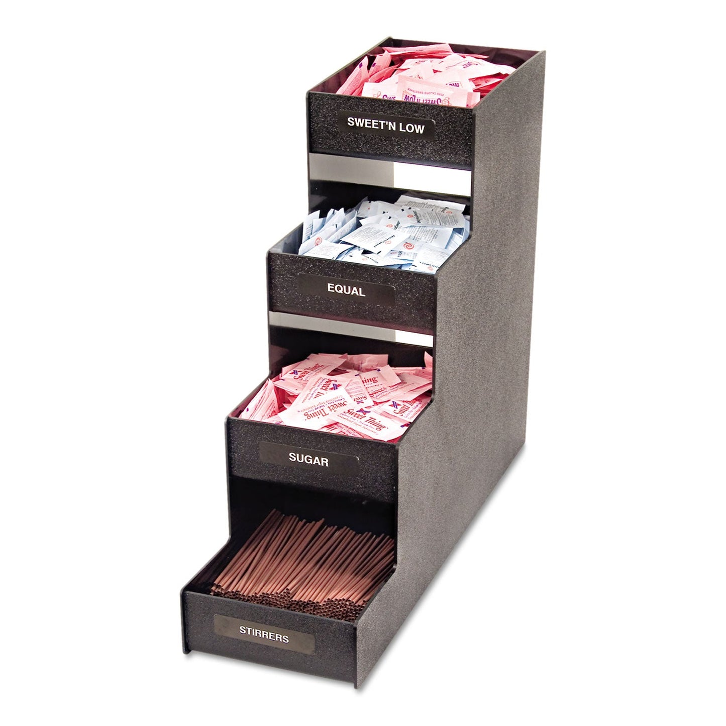 Vertiflex Narrow Condiment Organizer, 8 Compartments, 6 x 19 x 15.88, Black
