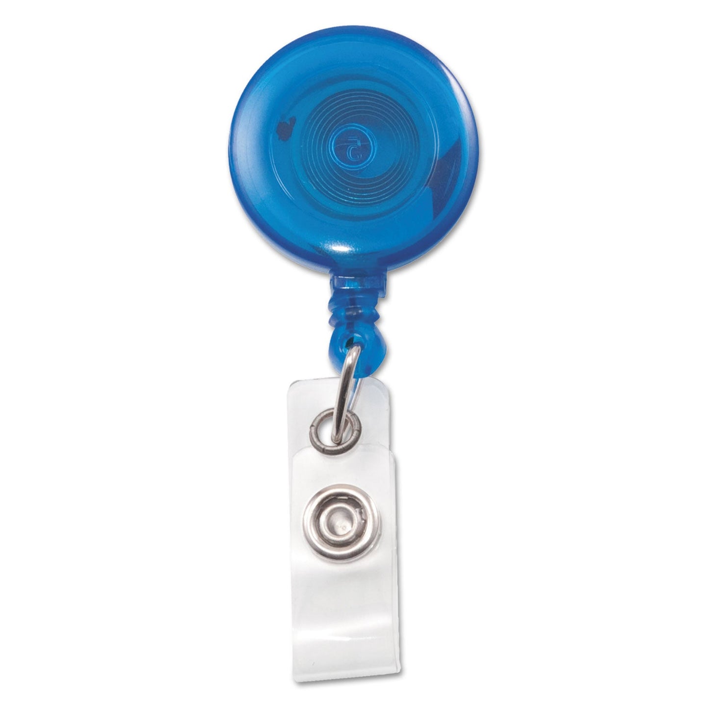 Advantus Translucent Retractable ID Card Reel, 30" Extension, Blue, 12/Pack